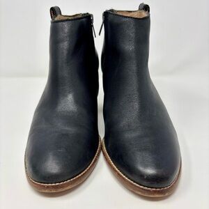 Madewell Black Leather Side Zip Ankle Boots Billie Booties Moto 3” Block Heel
